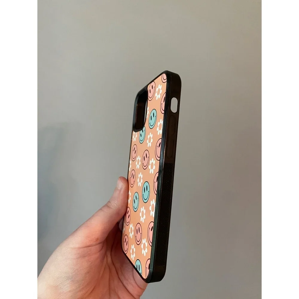 Phone‎ Case iPhone 12 Mini Unisex Peach Smiley Face Daisy Retro Aesthetic